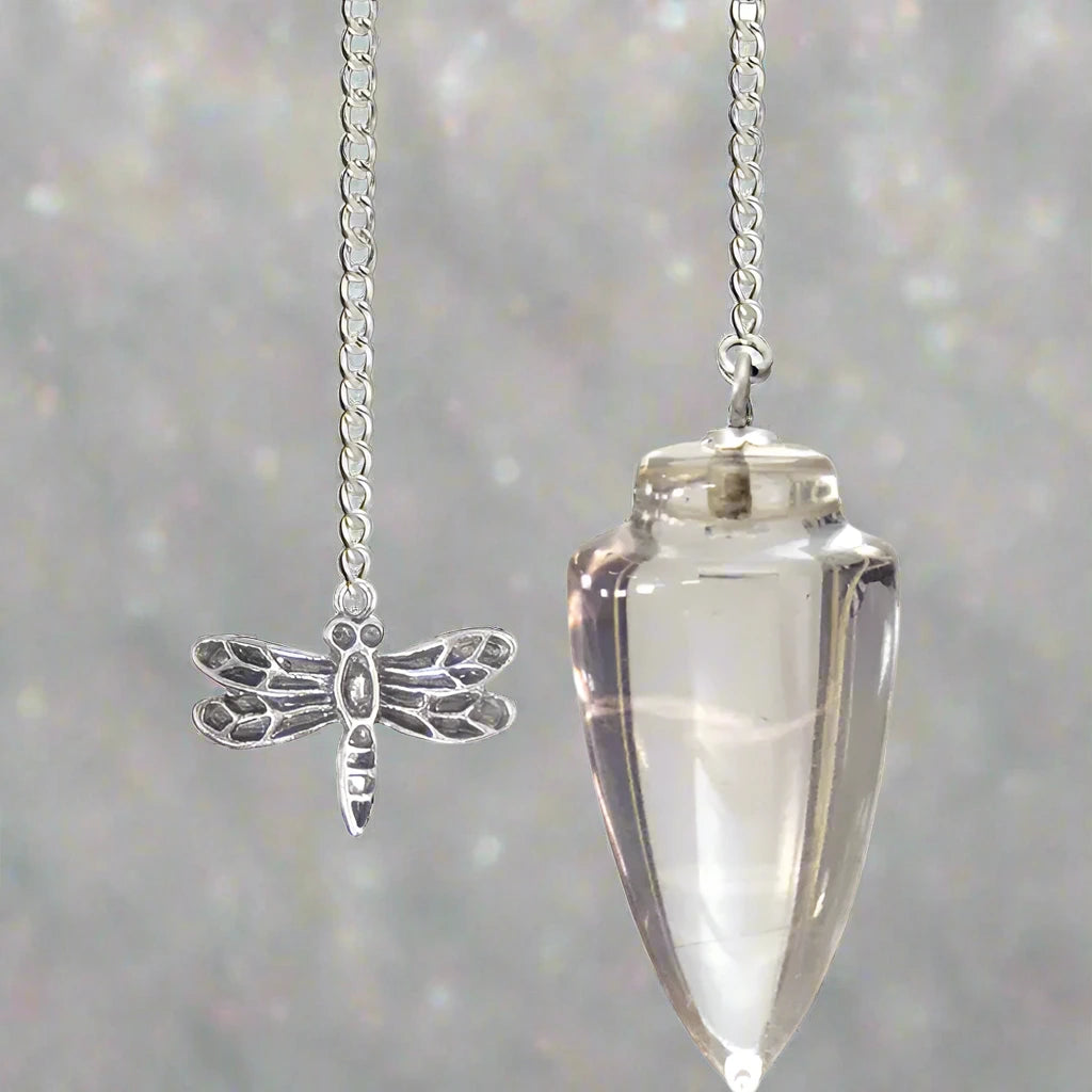 Clear Quartz Pendulum with Dragonfly Charm FB2471 ๐