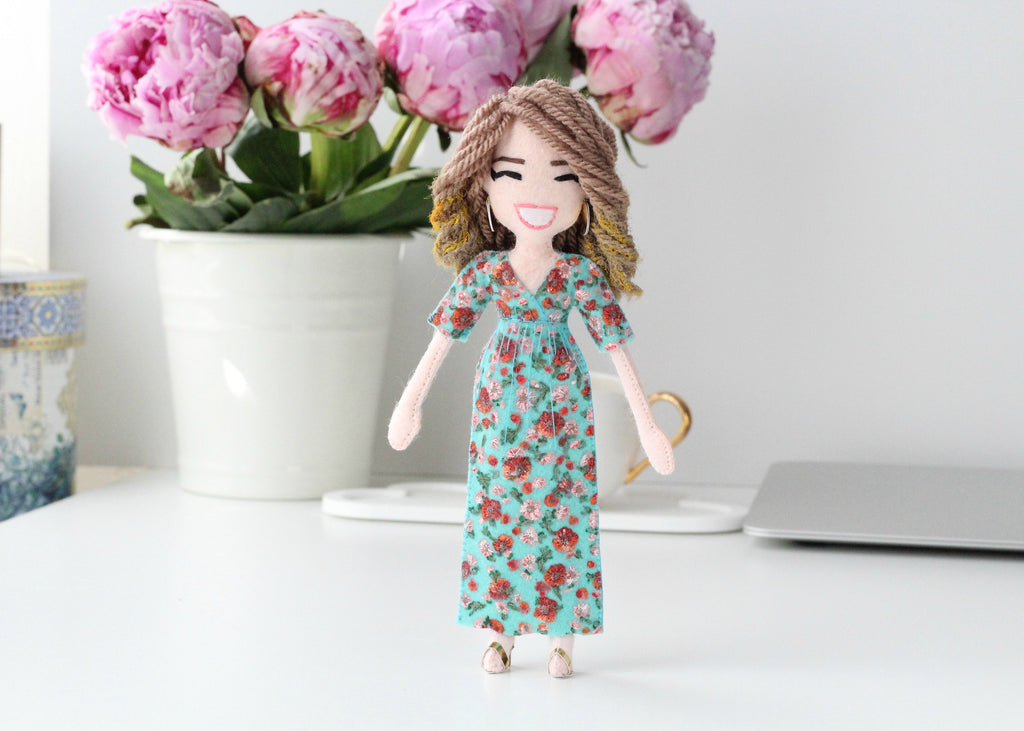 doll among peonies, custom doll by whisper of the pipit