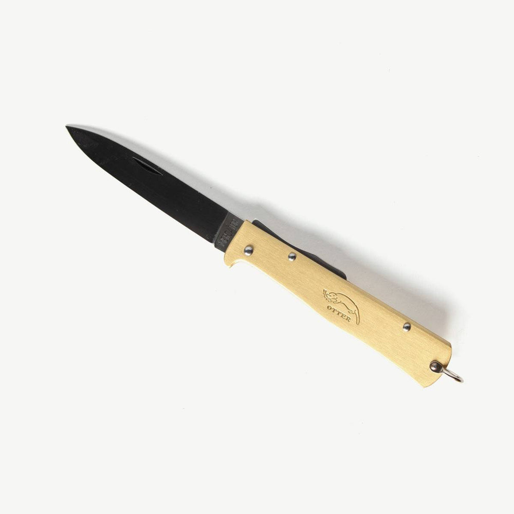 OTTER-Messer Small Mercator Brass Carbon Folding Knife - 10-701RG