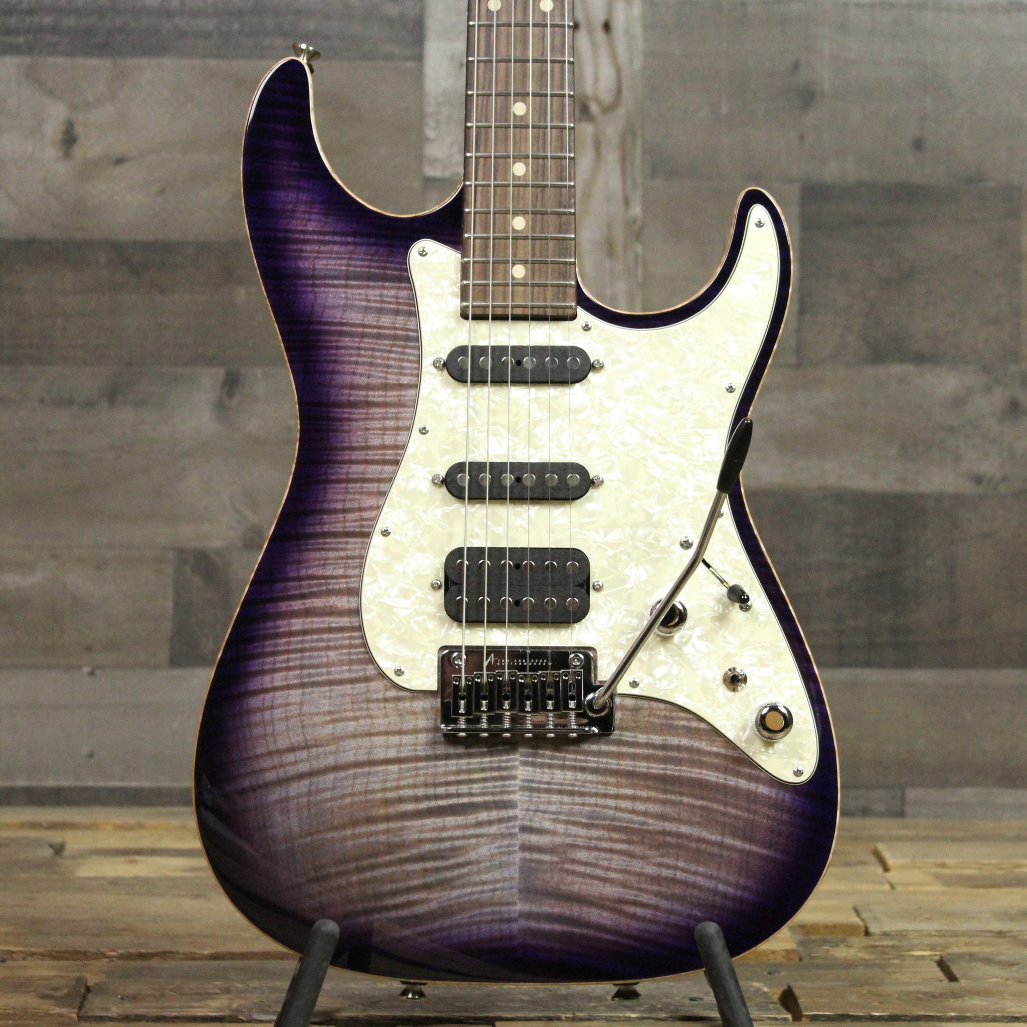 Tom Anderson Drop Top Classic Shorty Abalone To Transparent Purple Bur Five Star Guitars