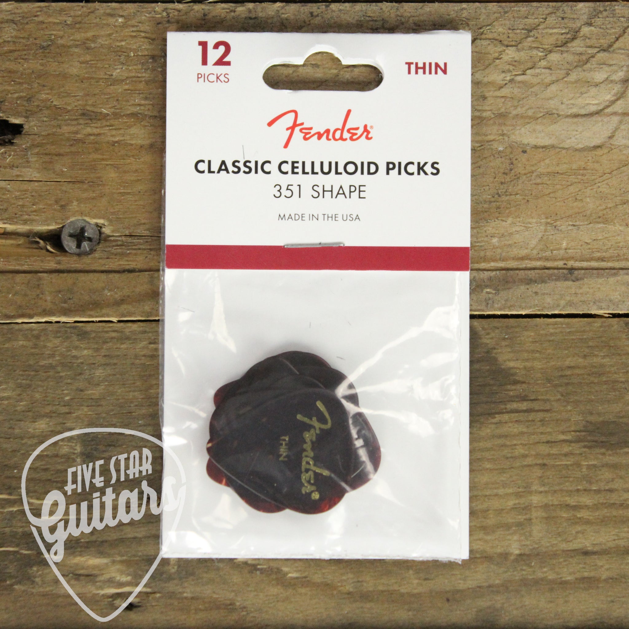 Fender Classic Celluloid Shell 351 Shape Heavy Picks - 12 Pack