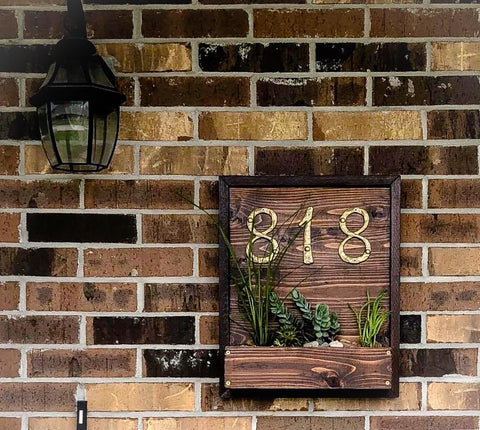 Cedar House Number Planter Plaque Sign – Magnolia Porch Swings