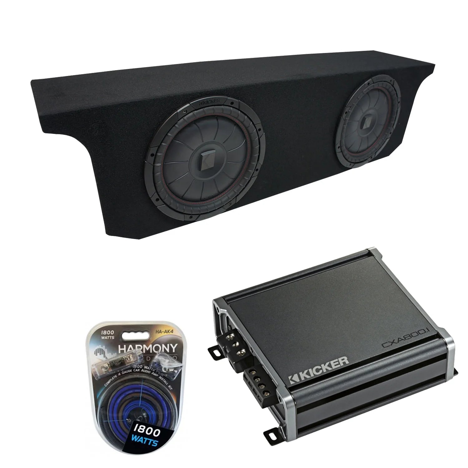 07-15 Jeep Wrangler JK Unlimited Kicker CompVT CVT12 Dual 12 Sub Box CXA8001 Amp
