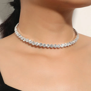 Sparkling Large Rhinestone Necklace Chain for Bridal Wedding Bridesmaid Jewelry for Women Girls Gifts