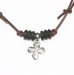 Mens Pewter Cross Leather Cord Necklace – Sol Creations