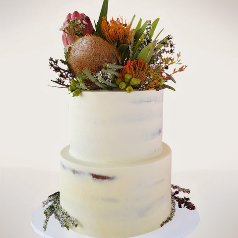 Two-tier Australian Natives Floral Wedding Cake