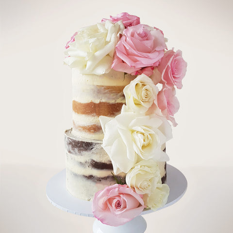 Two-tier Semi-Naked Rose Cake