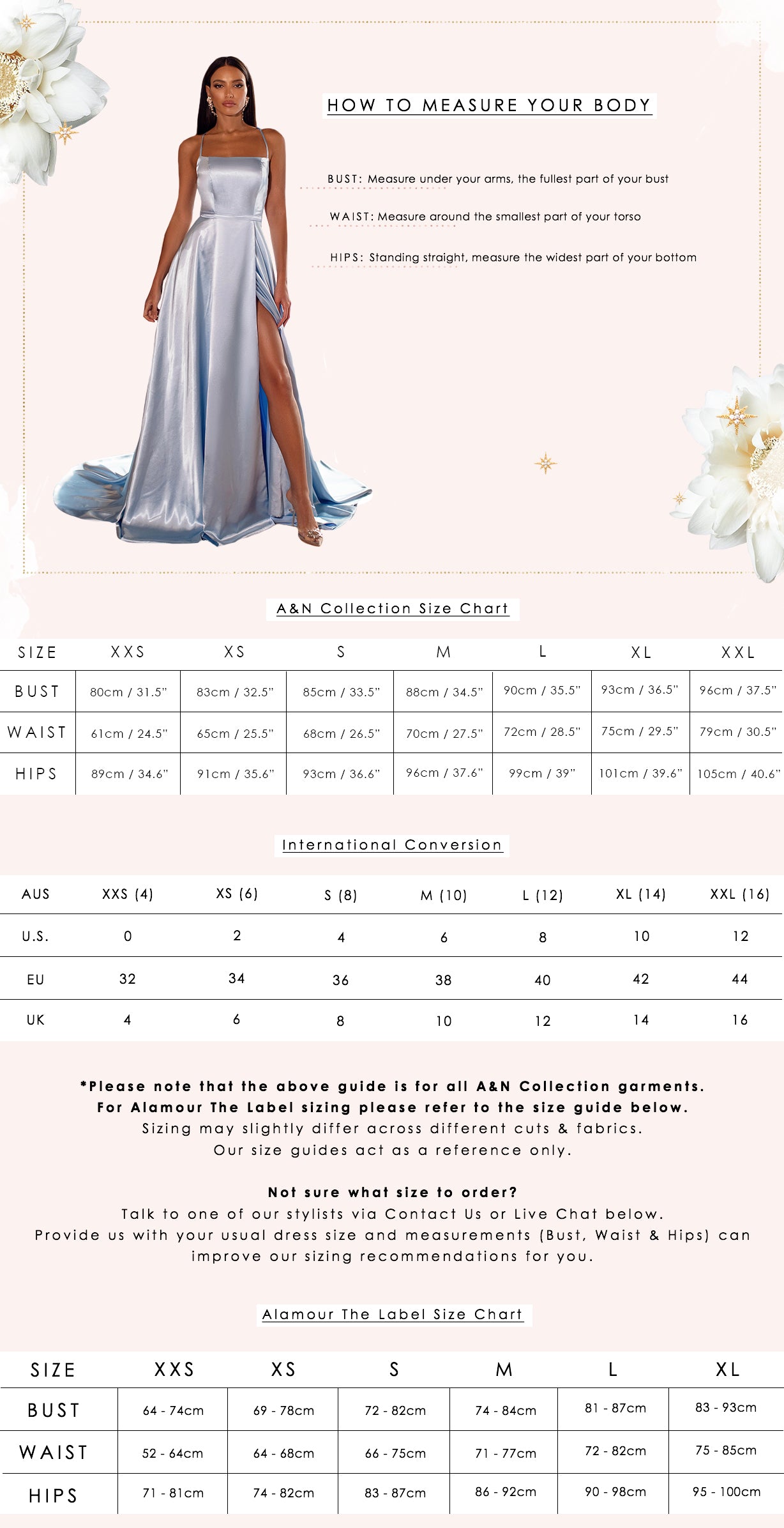 A&N Boutique - Size Guide – A&N Luxe Label