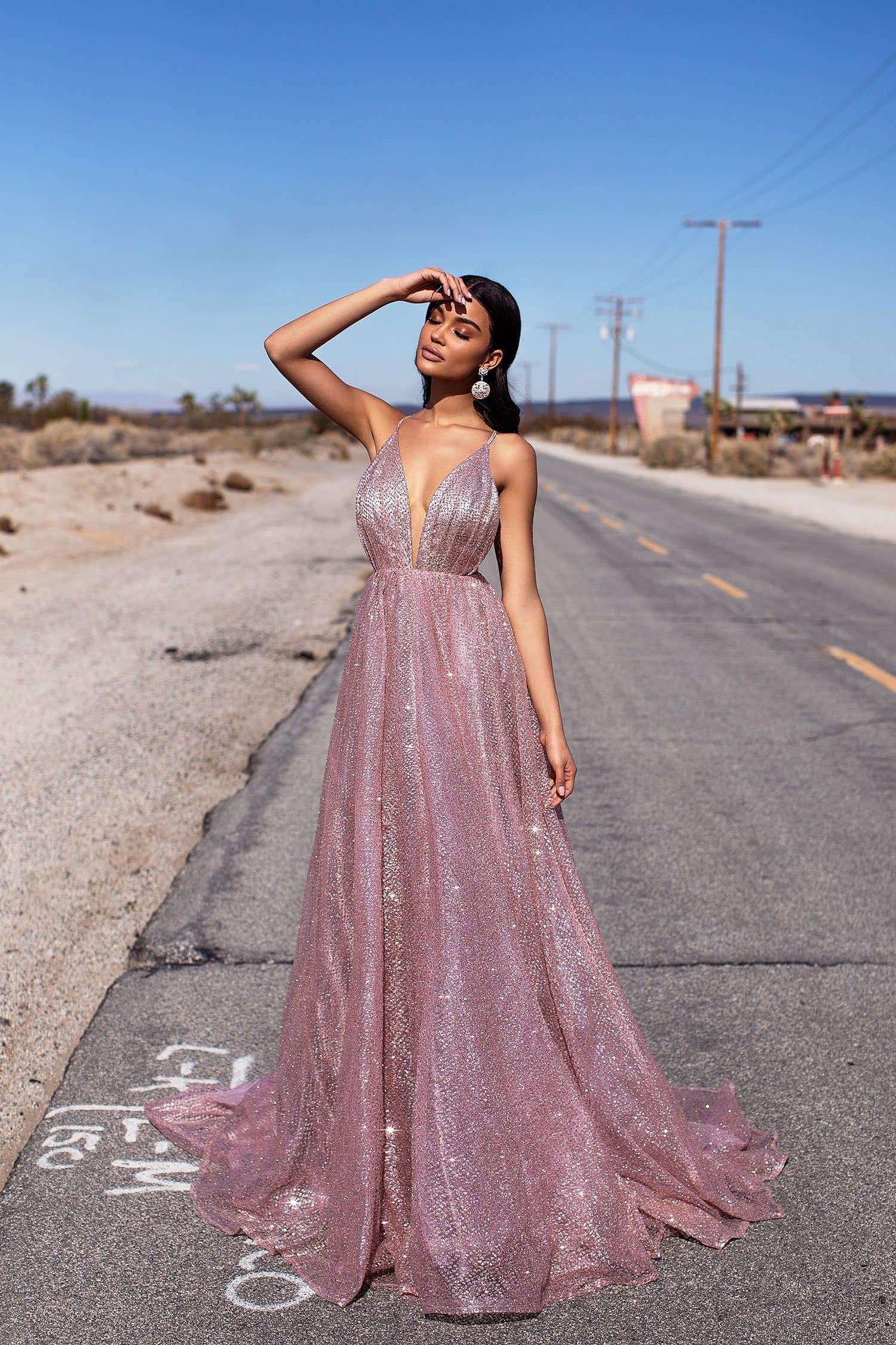 glitter gown rose gold