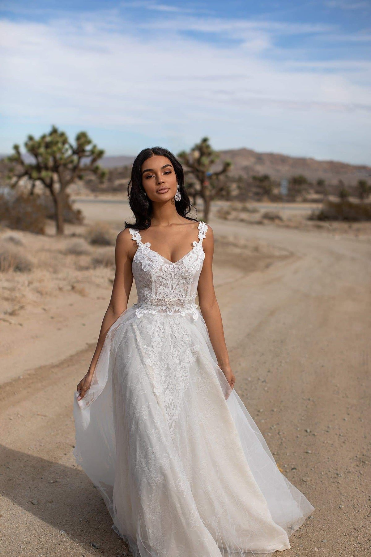A&N Gaia - White Boho Bridal Gown with Lace Bodice & Tulle Skirt – A&N ...