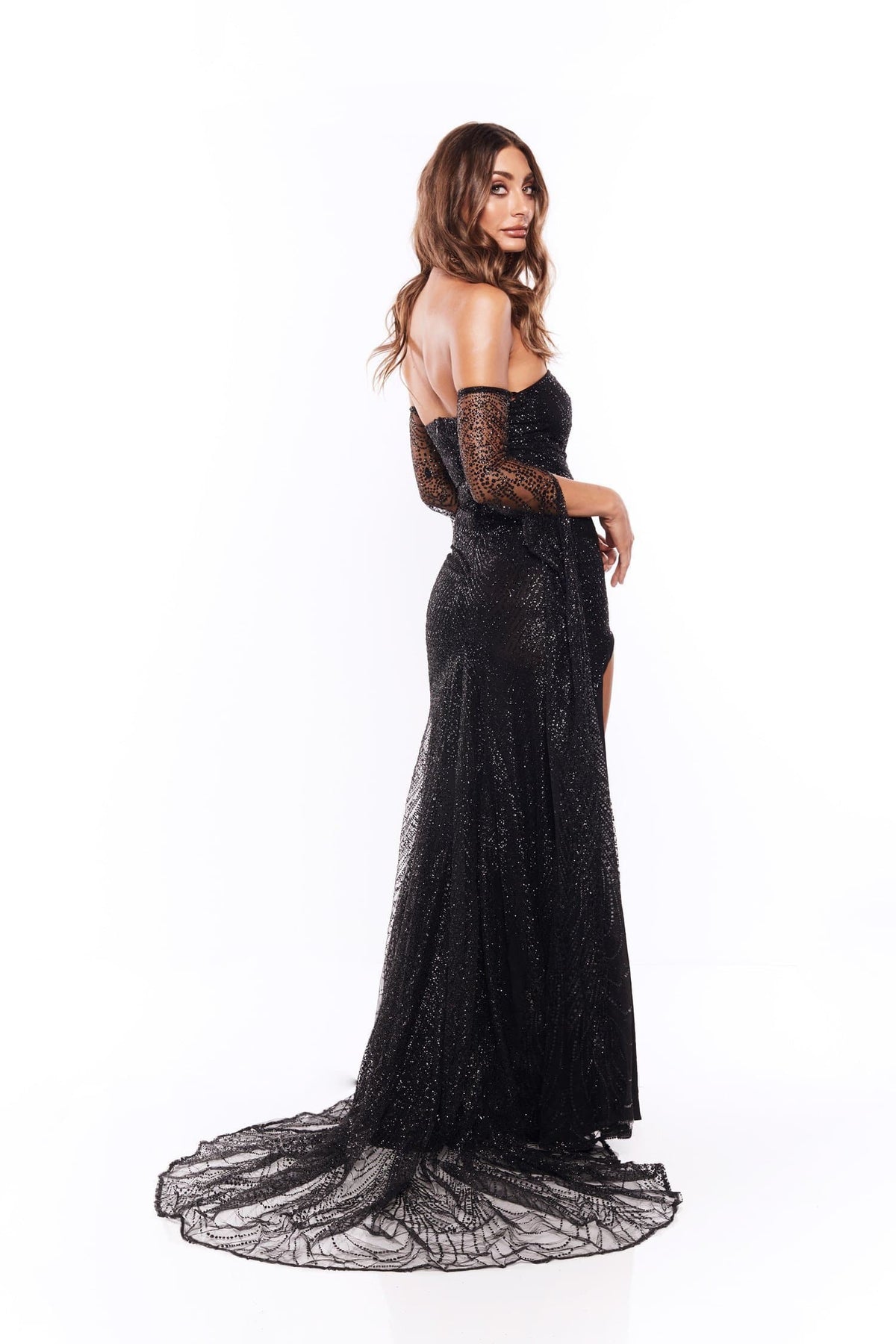 glitter gown long sleeve