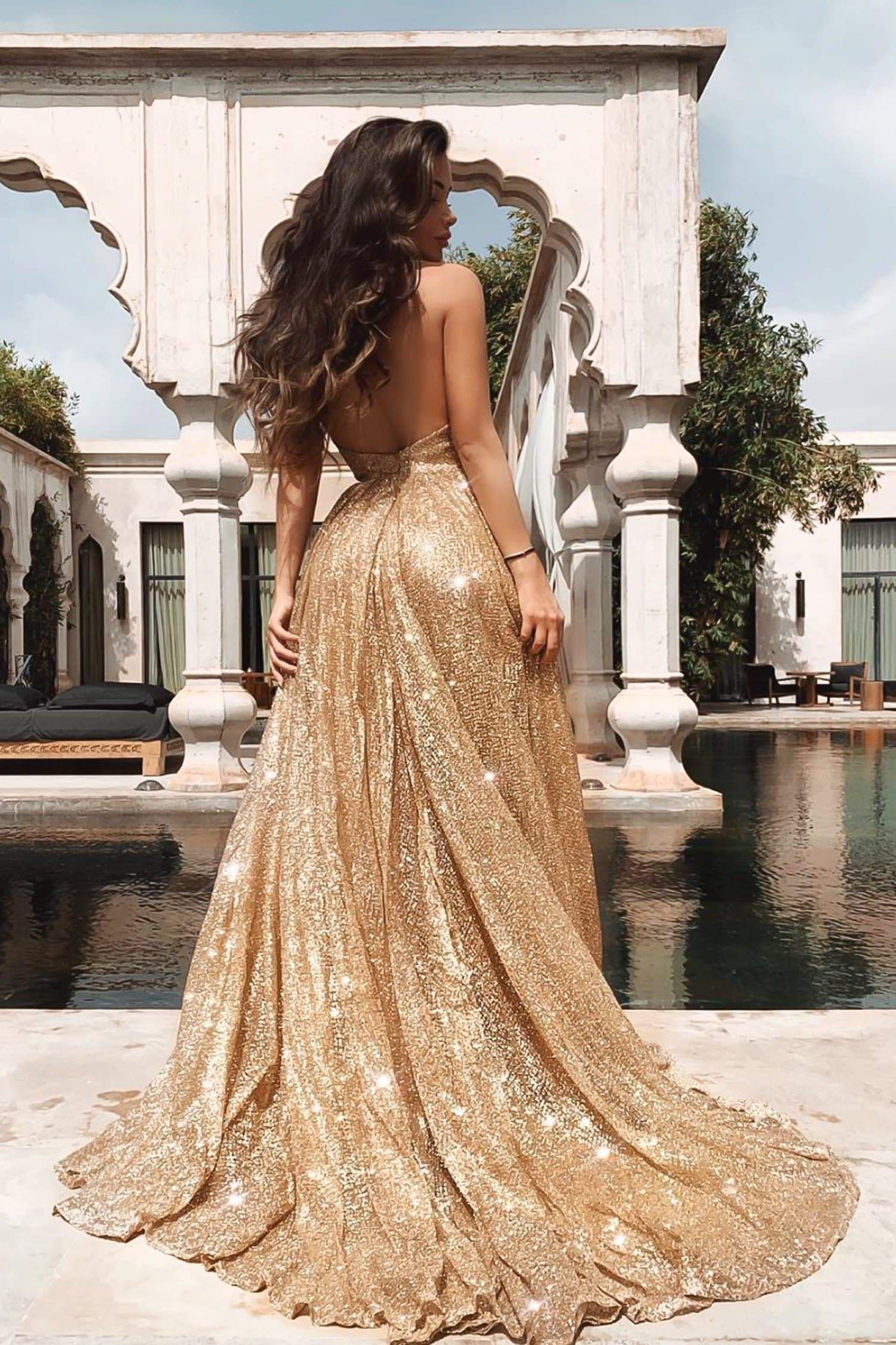 glitter gold gown