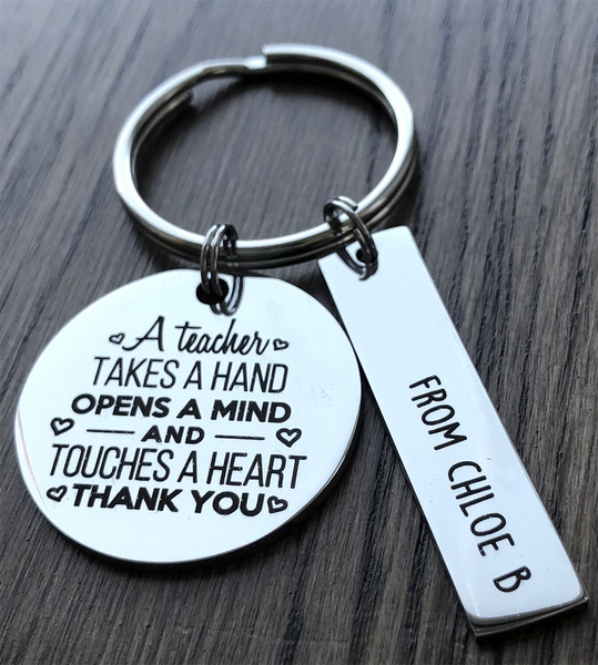 Personalised Teacher Keyring A Teacher Takes A Hand