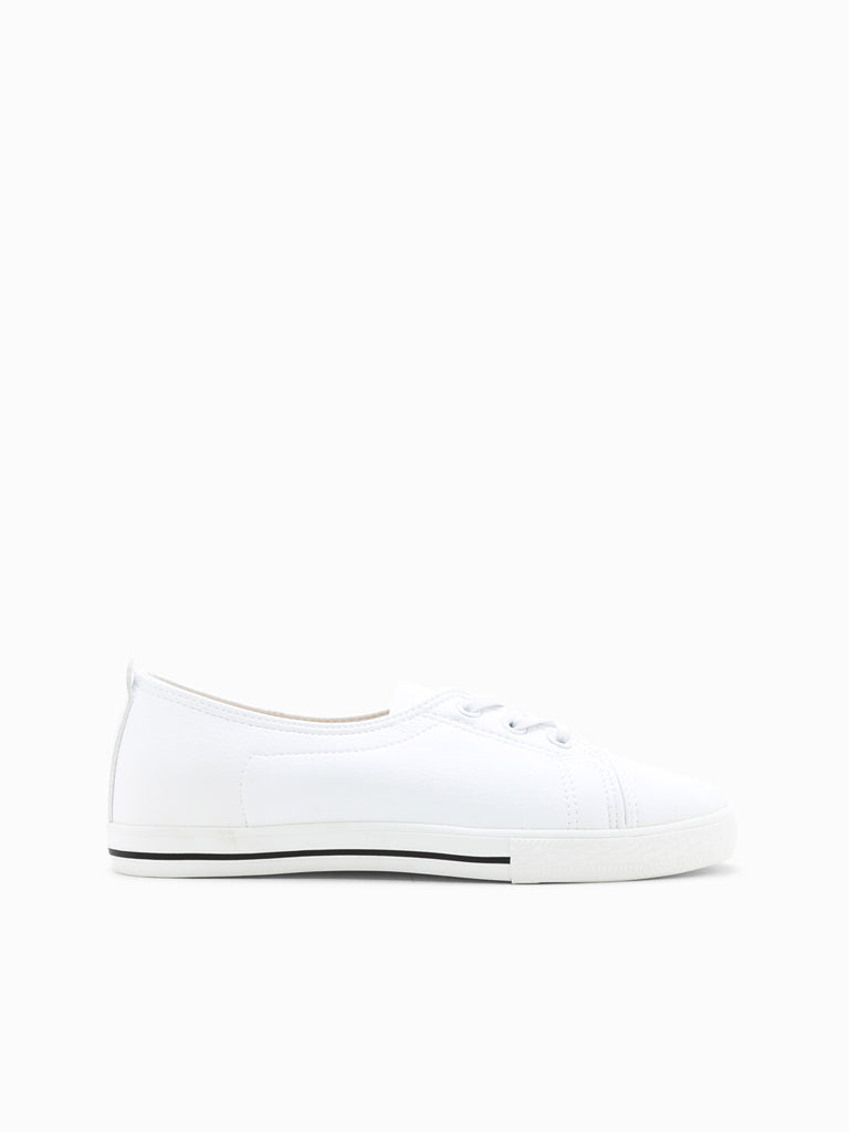 white lace slip on sneakers