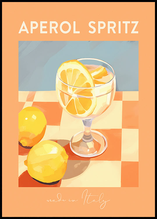 Aperol Spritz Print, Citrus Cocktail art, Italian Summer Drink Poster (70x100cm) - Plakater > Sommar Posters, Kök Posters, Illustrationsposters, La D