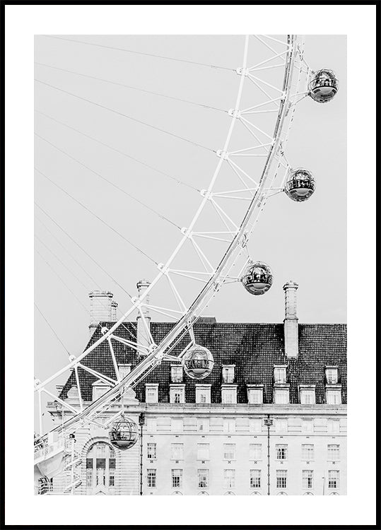 London Eye in Black and White Poster (40x50cm) - Plakater > Svart och Vit Posters, Arkitektur Posters