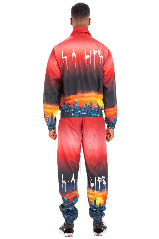 NYC Life LA Print Windbreaker Track Suit - Scarvesnthangs