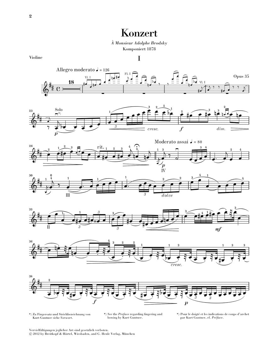 Tchaikovsky: Violin Concerto in D 35 Ficks Music