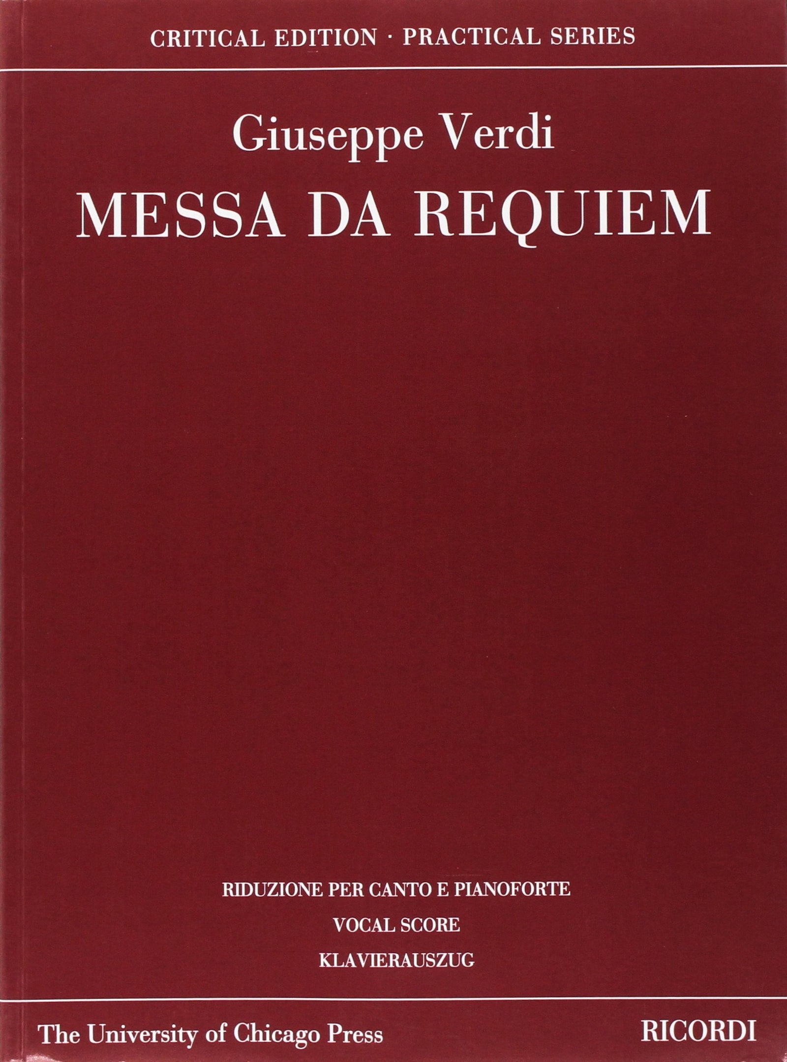 Giuseppe Verdi, Requiem, Vocal Score, Edition Peters 4251, text in Latin