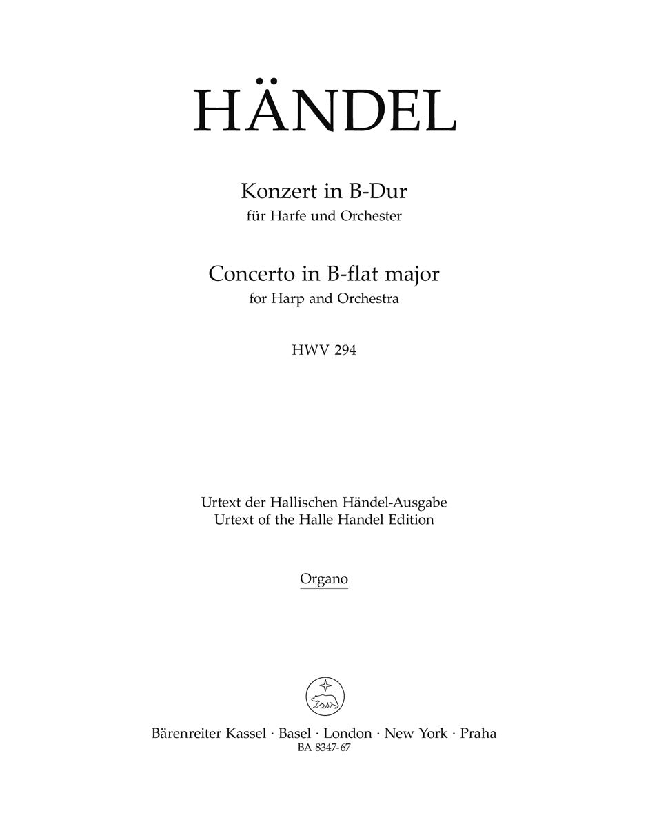 Handel Harp Concerto In B Flat Major Hwv 294 Op 4 No 6 Ficks Music