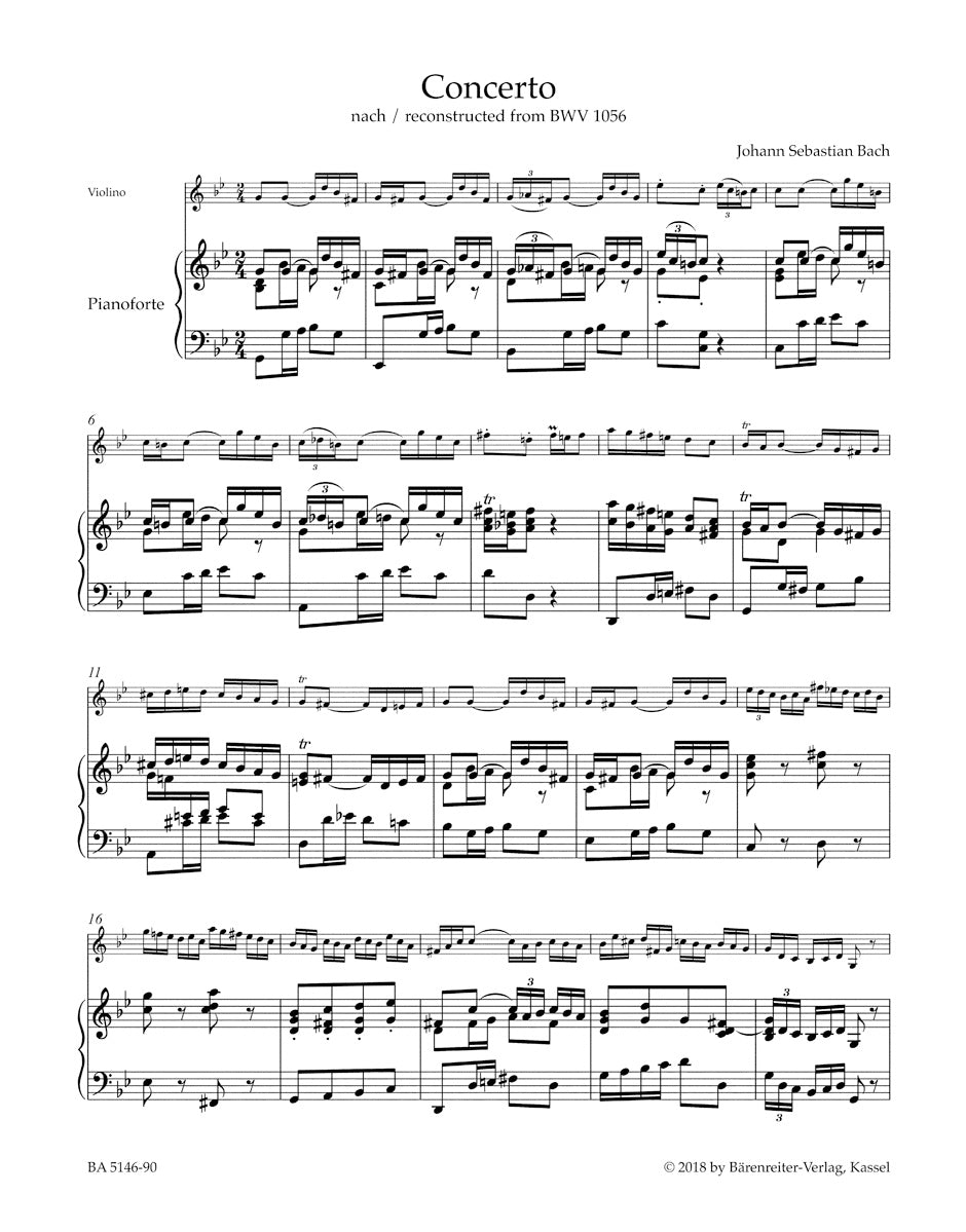 Bach: Violin Concerto in G Minor Ficks Music