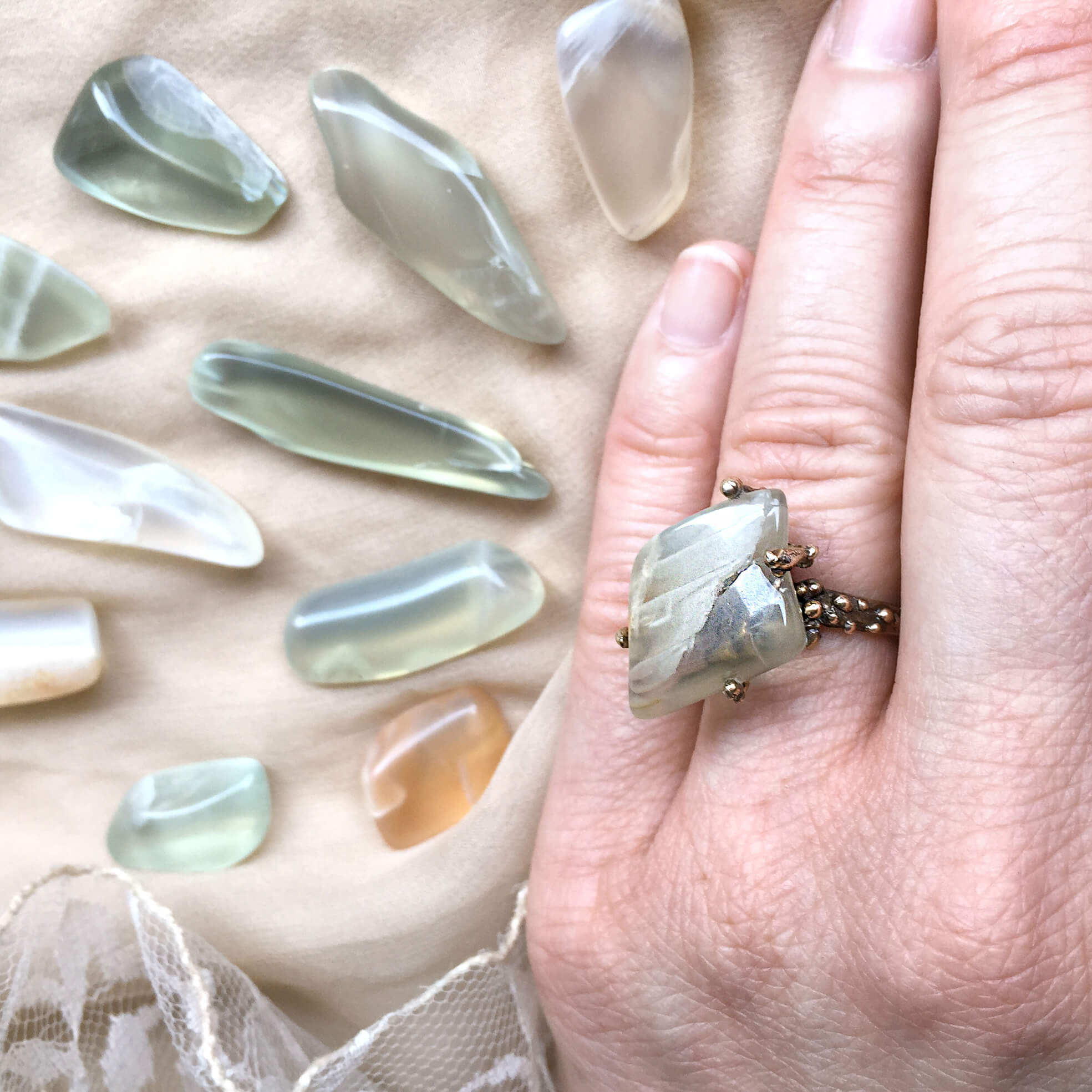 Moonstone healing ring, handmade one of a kind jewelry