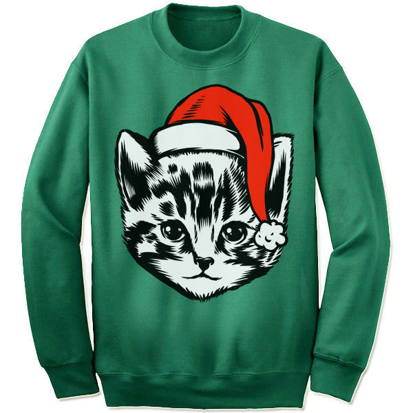 Kitten in a Hat Christmas Sweatshirt