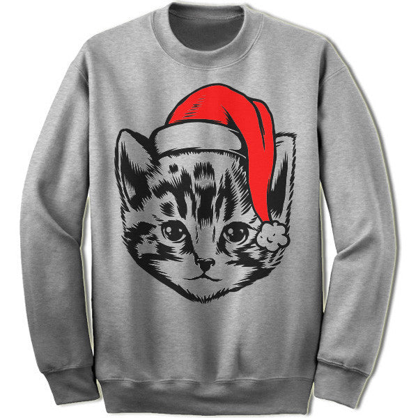 Kitten in a Hat Christmas Sweatshirt