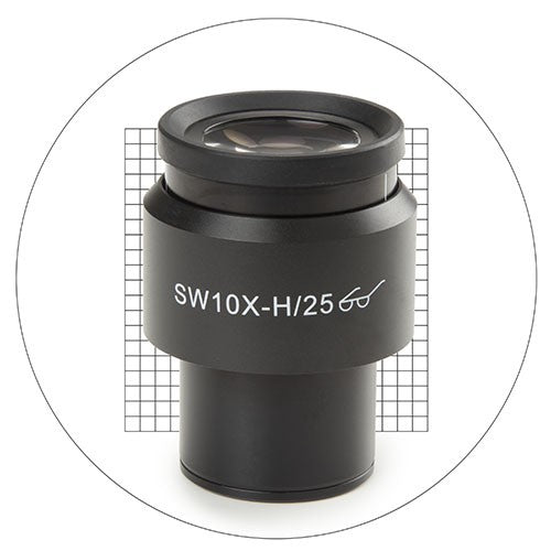 Ocular súper gran campo SWF10x/25 mm con retículo cuadrado de 20 x 20.