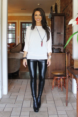 black liquid leather pants