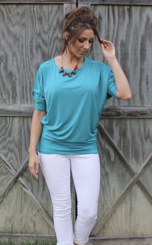 Dallas Dolman-Turquoise-3/4 sleeve – Alison's Fashion