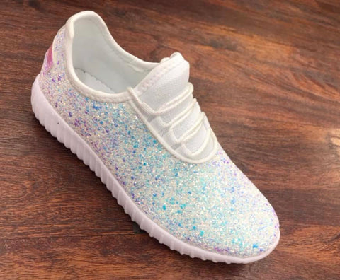 white sparkly tennis shoes