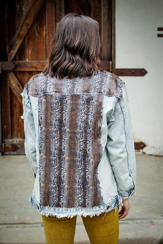 snakeskin denim jacket