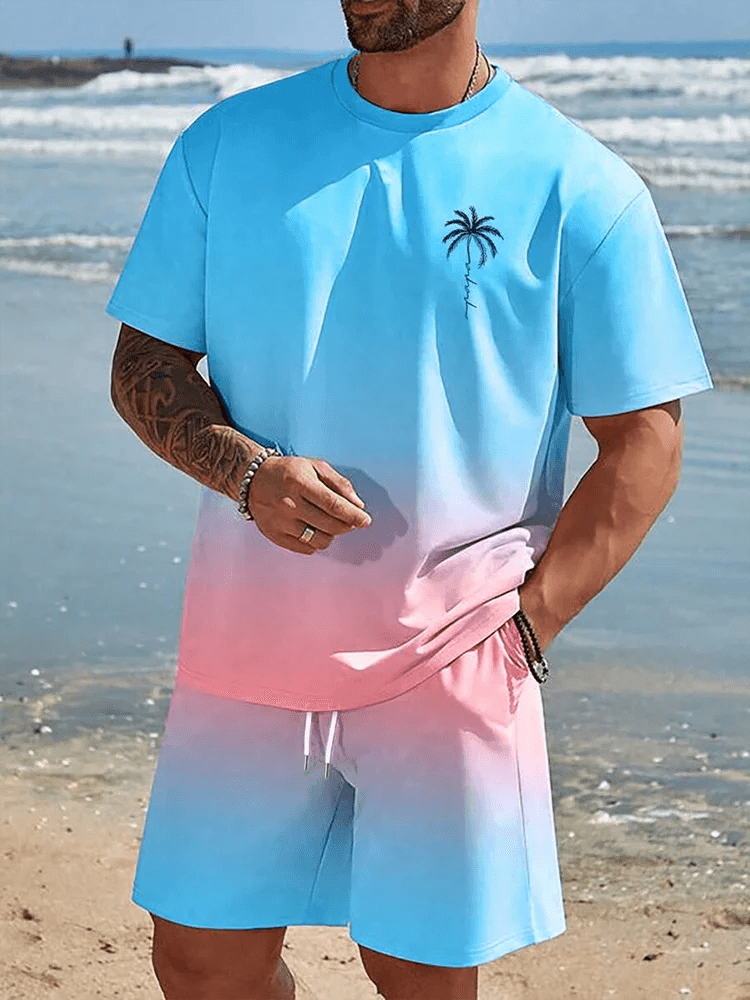 Hawaiian Style Men's T-Shirt & Beach Pants Set - Casual Summer Outfit