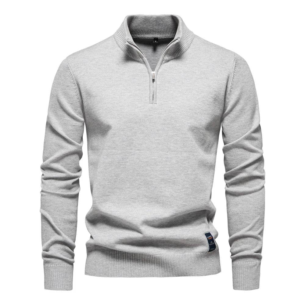 ZHANLINWU Men's Casual Pullover - Warm Half-Zip Solid Color Sweater