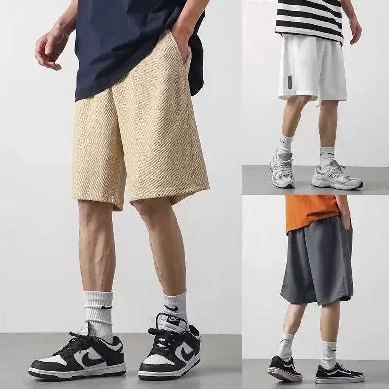 Bakorobaty Men's Summer Waffle Y2K Shorts - Casual Drawstring Bermuda