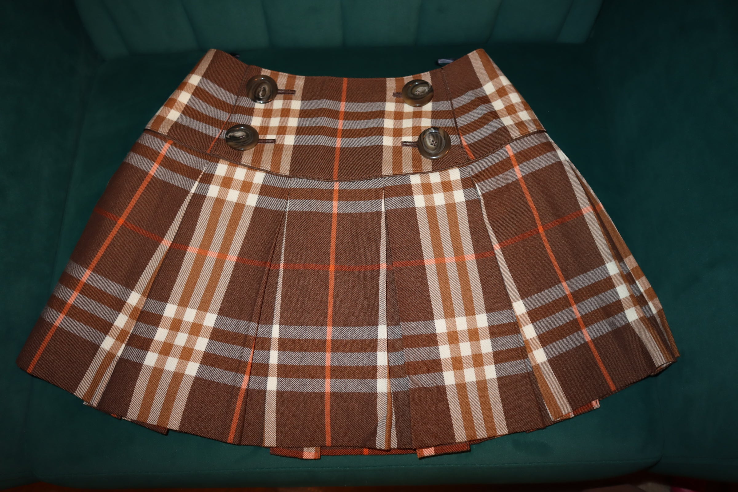 Burberry Check Mini Skirt 'Dark Brown' Pre-Loved