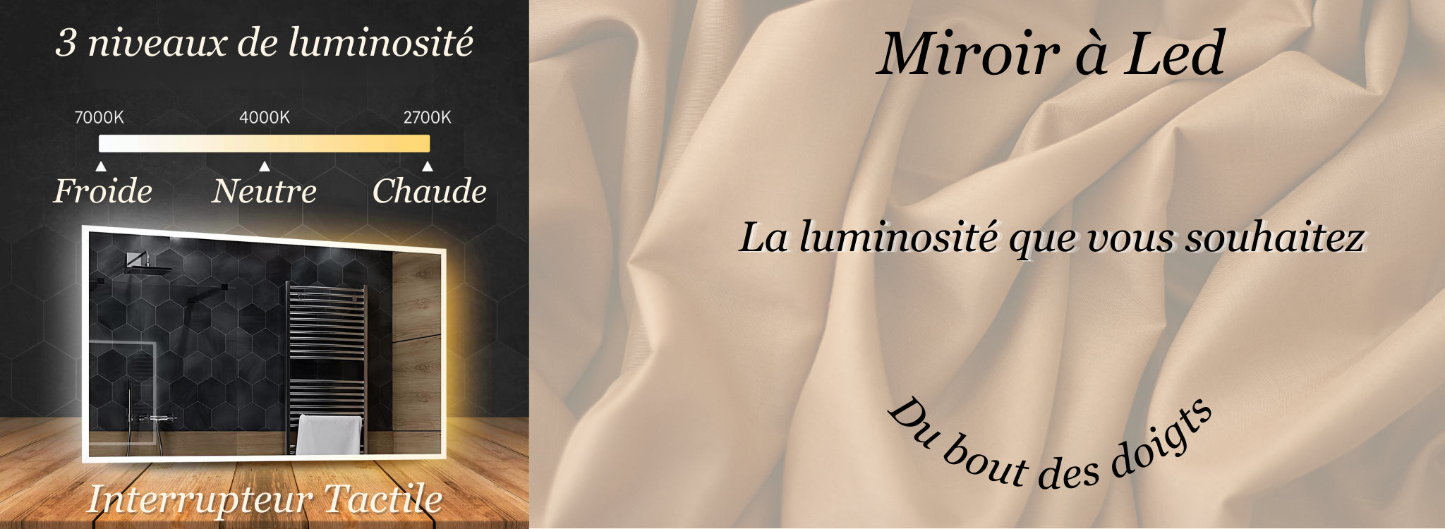miroir lumiere variable 3 niveaux luminosite par interrupteur tactile