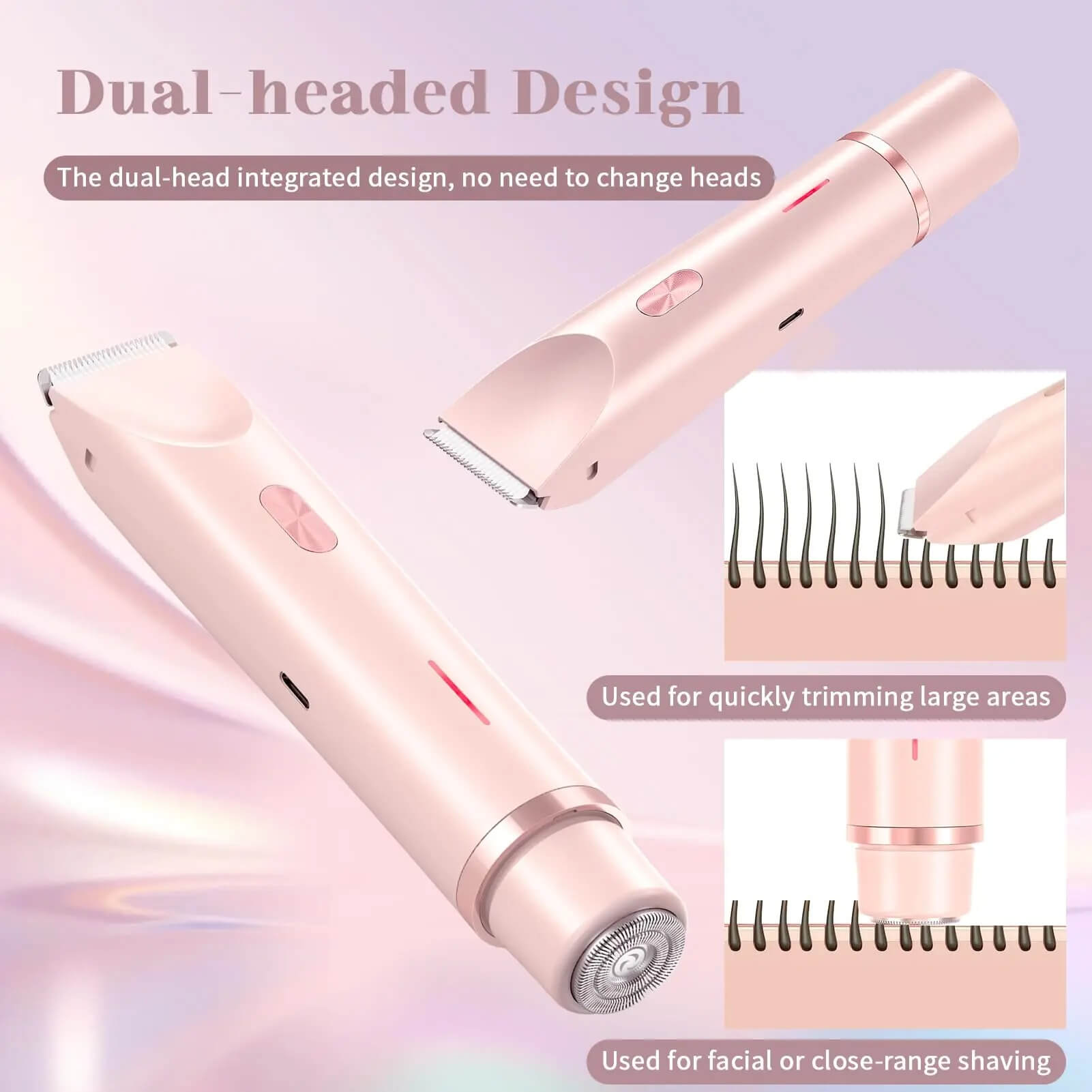 rechargeable waterproof bikini trimmer with dual heads
