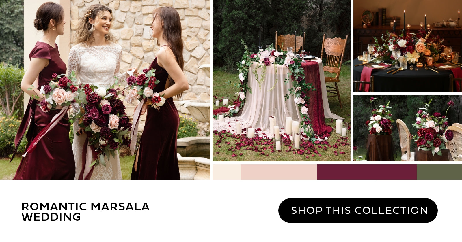 Romantic marsala artificial flowers, Fall/winter wedding flowers, Foam  flowers with real look