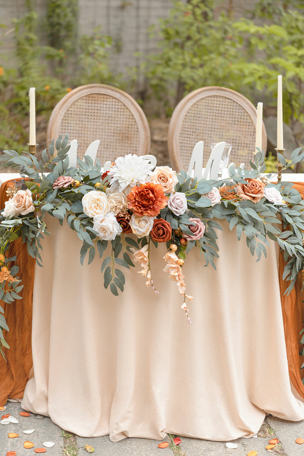 9ft Flower Garland for Sweetheart/Head Table Sunset Terracotta