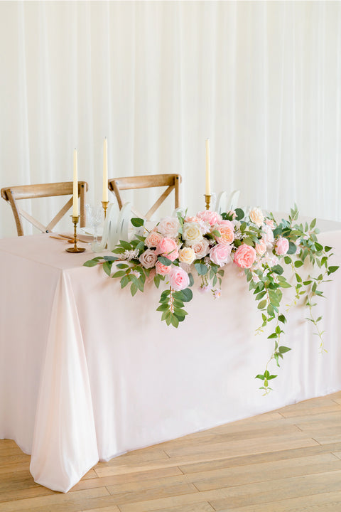 haar Saga Afbreken Wedding Head Table Décor | Flower Swag & Tablecloth Set for Sweetheart/Head  Table - Blush & Cream | – Ling's moment