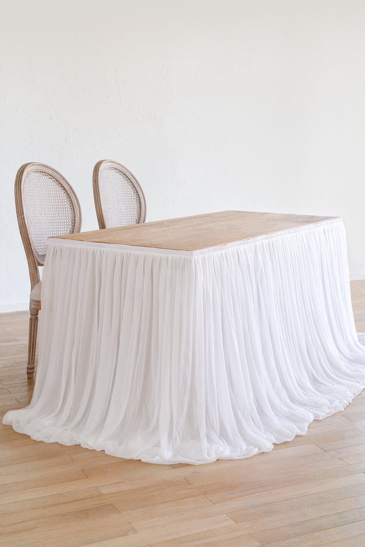 Extra Long Pooling Table Skirt in Blush & White