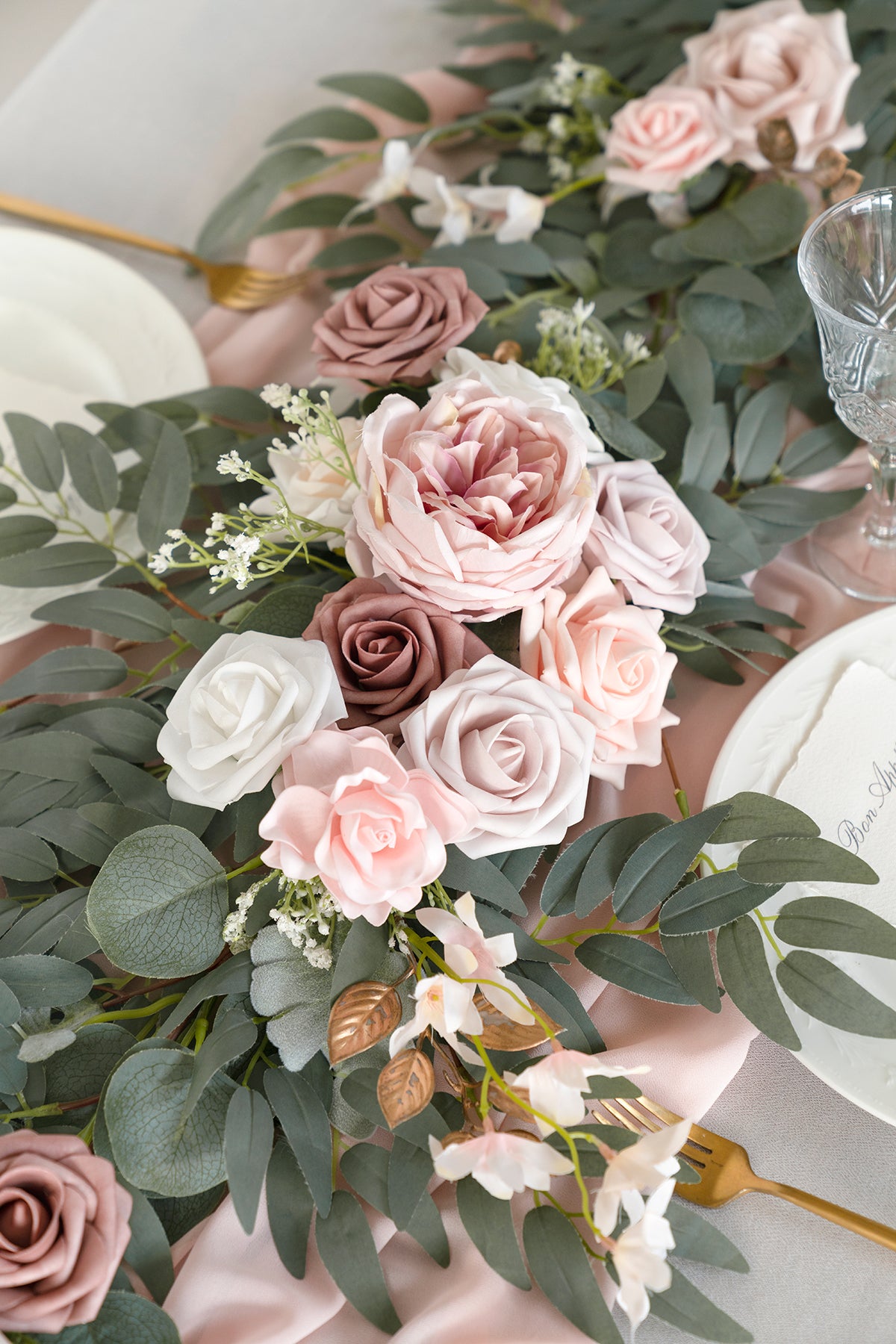 6ft Eucalyptus Flower Garland Dusty Rose And Cream 5281