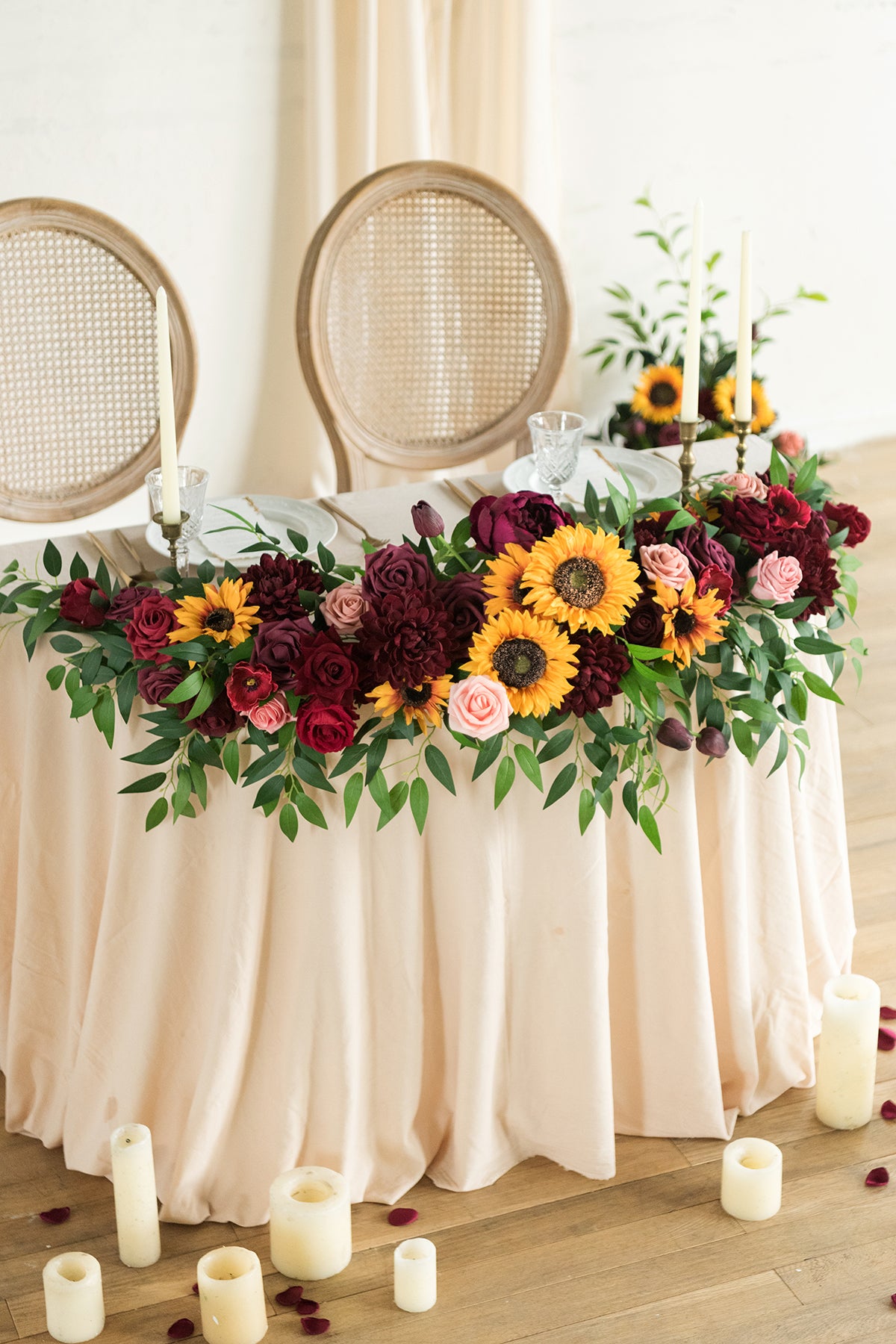 5ft Deluxe Floral Arrangement For Sweethearthead Table Sunflower And Burgundy