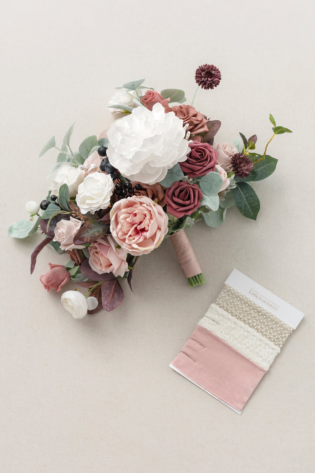 Elegant Dusty Rose and Mauve Bridal Bouquet – Ling's Moment