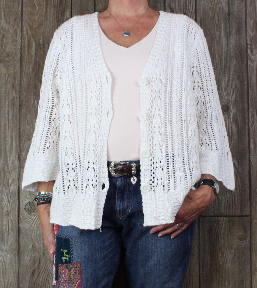 white crochet cardigan plus size