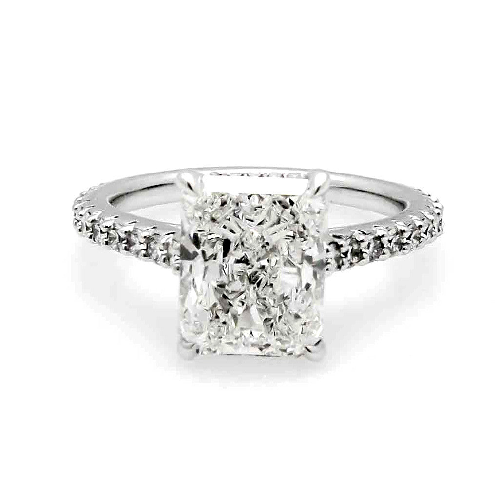 2.5 Carat Radiant Cut Moissanite Engagement Ring, With .5 Carat Diamon ...