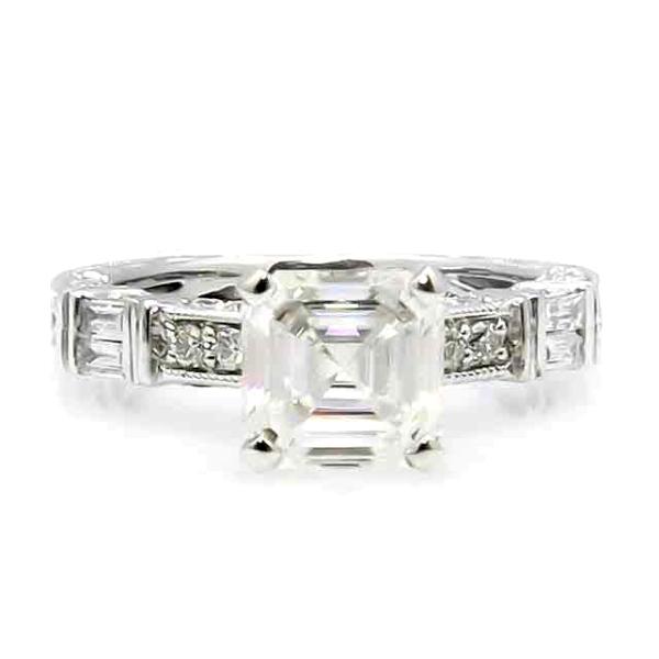 Art Deco Diamond Engagement Ring With 6 5x6 5 Mm 1 5 Carat