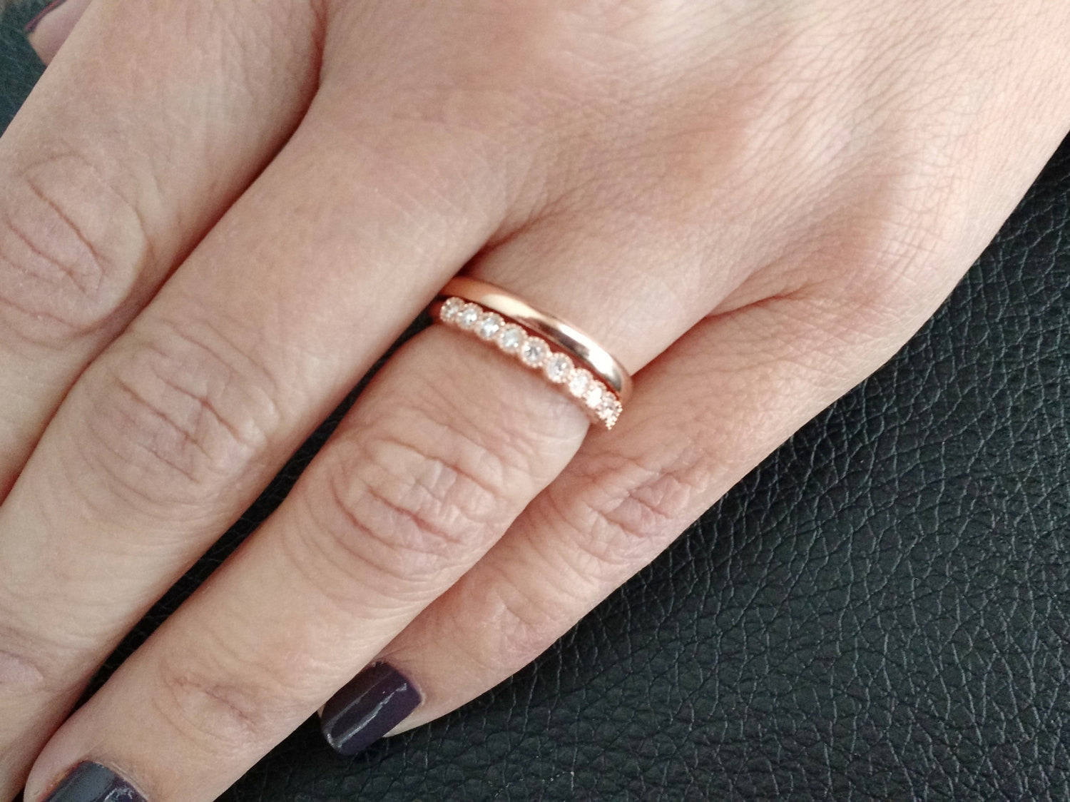 Unique Diamond Wedding  Band  14k Rose  Gold  Yellow Gold  18k 